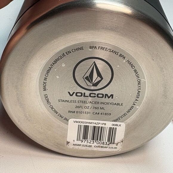 NEW Volcom Thermal Bottle 26oz Matte Black Insulated Wall Vacuum Hydration - Picture 7 of 7